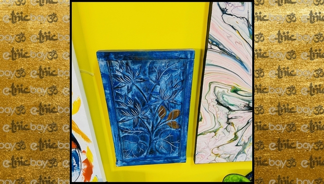 Quadro in Legno Massello Blu e Oro effetto Rilievo